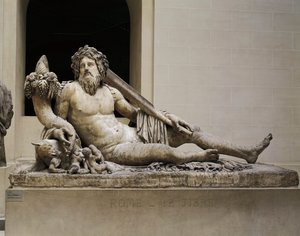 Marmeren standbeeld dat de Tiber-rivier voorstelt, Tempel van Isis en Serapis, Uit Rome