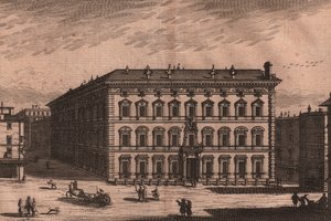 Palazzo Madama, Rome, Lazio, Italië, kopergravure door Unbekannt Unbekannt