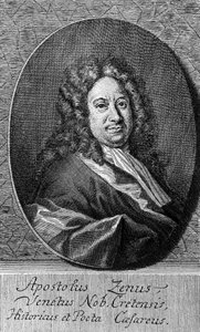 Portret van Apostolo Zeno, Italiaanse dichter, librettist, journalist en letterkundige, gravure