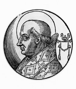 Portret van Sint Agapetus I, 57e paus van de Katholieke Kerk, gravure