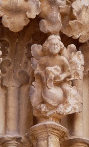 Spanje, Navarra, Ujue, Kerk van Santa Maria, Architectonisch detail door Unbekannt Unbekannt