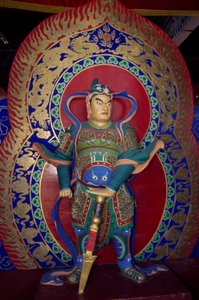 Standbeeld van een krijger in de houten Pagode van Yingxian (of Sakyamuni Pagode) nabij Datong, China. Chinese beschaving