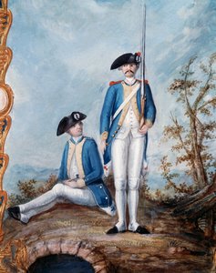 Uniformen van de Franse infanterie tijdens de Amerikaanse Onafhankelijkheidsoorlog, gouache door Nicolas Hoffmann