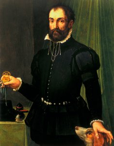 Portret van een man met een horloge, ca. 1558 door Unbekannt Unbekannt