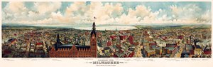 Panoramisch uitzicht op Milwaukee, Wis. Vanaf de toren van het stadhuis door Library of Congress