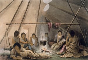 Interieur van een Cree Indianentent, 1824