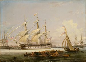 Een driemaster die de haven van Portsmouth binnenvaart, 1836
