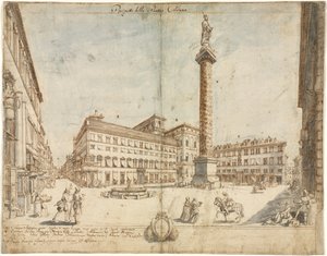 Achttien uitzichten van Rome: Het Piazza Colonna, 1664