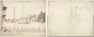 Achttien Zichten op Rome: Het Piazza del Popolo (recto); Schets voor San Giovanni in Laterano (verso)