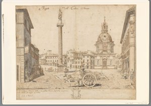 Gezicht te Rome met de zuil van Trajanus en de S. Maria di Loreto door Lievin Cruyl