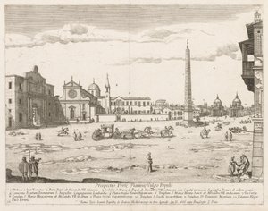 Piazza del Popolo uit Prospectus Locurum Urbis Romae Insign[ium] door Lievin Cruyl