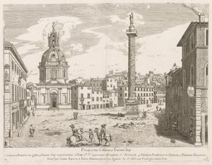 Trajans Zuil uit Prospectus Locurum Urbis Romae Insignium, 1666 door Lievin Cruyl