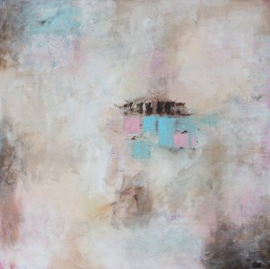 Roze en blauwe abstracte vormen door Lillian Christiansson