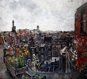 Luchten en Bloemen van de Stad Londen (Daken van High Holborn) 1930s door Lily Delissa Joseph