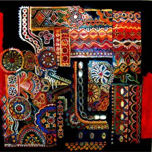 Tribale ontwerpen, 2014 (gemengde techniek) door linda arthurs