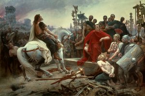 Vercingetorix geeft zich over aan Caesar