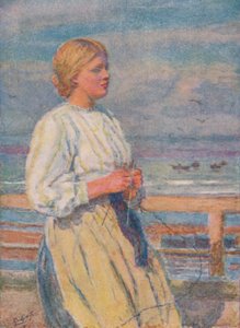 Meisje dat breit, ca. 1917, 1919