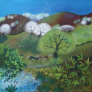 Lente-uitbarsting, 2025 (acrylverf op doek) door Lisa Graa Jensen