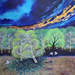 Avondlucht, 2023 (acrylverf op doek) door Lisa Graa Jensen