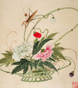 Een van een Serie Schilderijen van Bloemen en Insecten, eind 19e eeuw