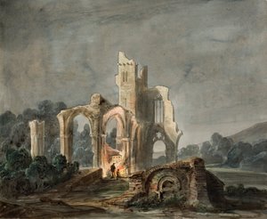 Nachtlandschap met gotische ruïnes