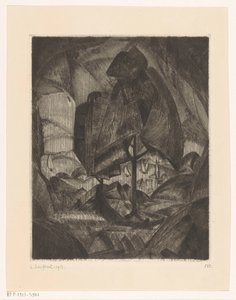 Boom in een heuvellandschap met meer door Lodewijk Schelfhout (signed by artist)