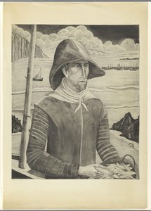 Bretonse visser Pêcheur Breton II door Lodewijk Schelfhout (signed by artist)