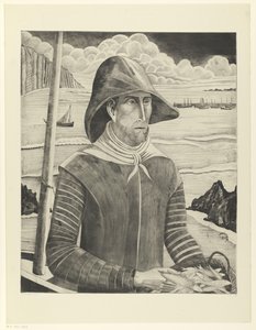 Bretonse visser door Lodewijk Schelfhout (signed by artist)