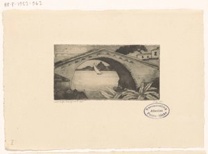 Brug op Corsica door Lodewijk Schelfhout (signed by artist)