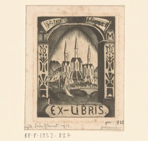 Ex libris van T. Mengelberg door Lodewijk Schelfhout (signed by artist)