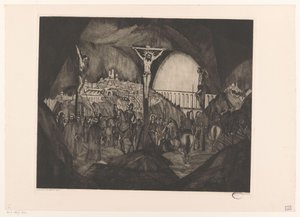 Golgotha I door Lodewijk Schelfhout (signed by artist)