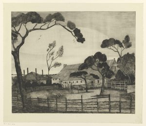 Hollands landschap met boerderij en weiland door Lodewijk Schelfhout (signed by artist)