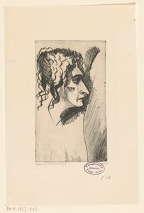 Hoofd van een vrouw door Lodewijk Schelfhout (signed by artist)