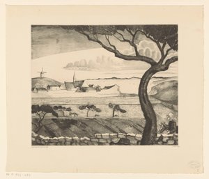 Kustlandschap met landweg door Lodewijk Schelfhout (signed by artist)