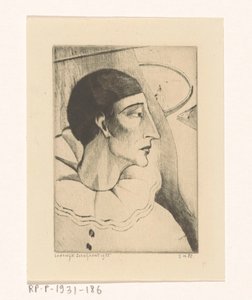 Pierrot IV door Lodewijk Schelfhout (signed by artist)