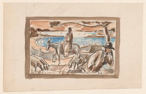 Vlucht naar Egypte door Lodewijk Schelfhout (signed by artist)