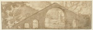 Steile brug in een landschap