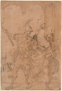 Alexander en Thaïs steken Persepolis in brand door Lodovico Carracci