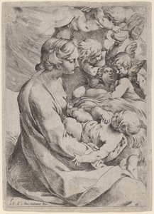 Madonna en Kind met Engelen door Lodovico Carracci