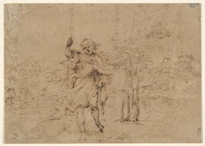 Sint Christoffel (of Sint Rochus?) in een Landschap
