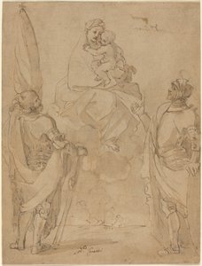 De Maagd en het Kind Verschijnen aan de Heiligen George en William door Lodovico Carracci