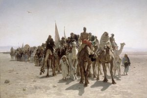 Pelgrims op weg naar Mekka