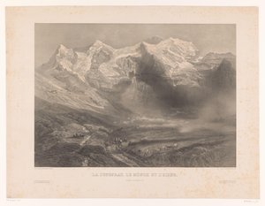Gezicht op de bergen de Jungfrau, de Mönch en de Eiger