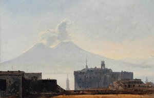 Uitzicht op Napels met de Vesuvius door Léopold Robert