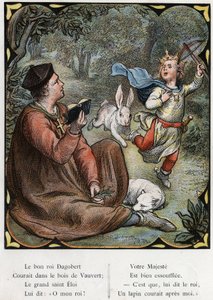 Illustratie door Lorenz Frolich (1820-1908) voor het populaire lied "De Goede Koning Dagobert". Editie J. Hetzel. Rond 1880 door Lorens Frolich