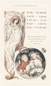Anne, Antoine, Vriendschap, Lam, Abrikoos, Ster, Liefde, Bij, Engel, Arabesk, pagina 14 - Alfabet door juffrouw Lili, door L. Froelich en door een vader (Hetzel zelf). Bibliotheek & Magasin d