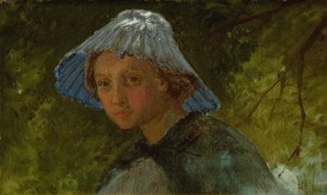 Mevrouw Lina Frølich met zonnehoed