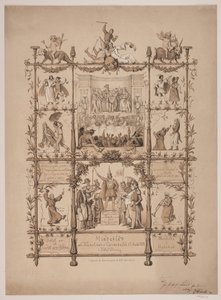 Herdenkingsblad van het kunstenaarscarnaval op 3 maart 1854