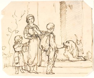 Drie bedelende kinderen door Lorenz Frølich