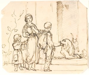 Drie bedelende kinderen door Lorenz Frølich